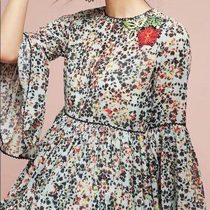 Anthropologie Embroidered Floral Tunic